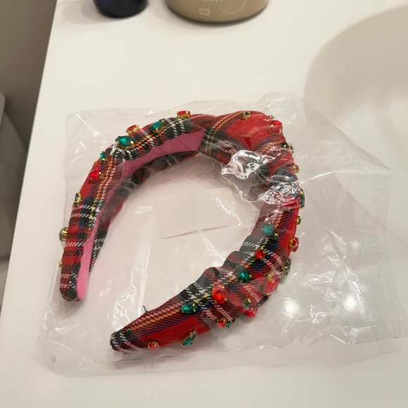 NIB Pink Lily TARTAN AND RHINESTONE KNOTTED HEADBAND - Picture 2 of 2